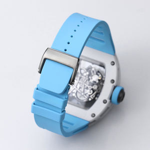 Montre mécanique de luxe en forme de baril, cadran en cristal saphir, boîtier en céramique unisexe, bracelet en caoutchouc, résistante à l'eau, élégante pour les événements formels - Product Image 5