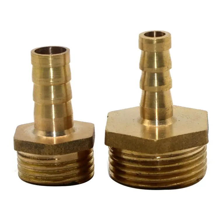 SYD-1205 Factory Machining Round 1/4" NPT Brass Male Hose Barb Fitting for Male Pipe