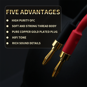 כבל רמקול מצופה זהב נחושת טהורה OFC טהורה במיוחד עם מחבר בננה לנגן DVD ומסך עם מעטפת PVC - Product Image 4