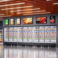 Congélateur vertical commercial à grande capacité de 2000 L avec 3 portes vitrées, certifié CE R290, pour supermarchés et commerces de détail