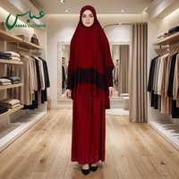 Abaya en polyester à dentelle pour femmes adultes, robe de prière musulmane rouge du Moyen-Orient, mode chinoise