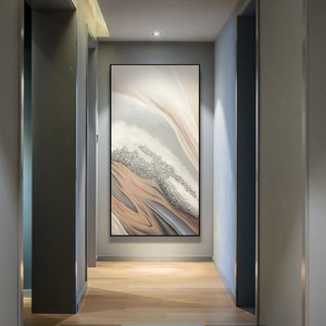 Pinturas Modernas Minimalistas Hechas a Mano <span class=keywords><strong>en</strong></span> 3D con Tonos Tierra sobre Lienzo, <span class=keywords><strong>Pintura</strong></span> al Óleo Abstracta con Textura para Decoración del Hogar - Product Image 1