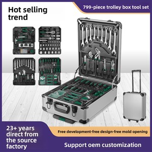 Coffret à outils de 799 pièces, chariot à outils en aluminium, clés mixtes, clés hexagonales pour la réparation de machines domestiques et automobiles - Product Image 1
