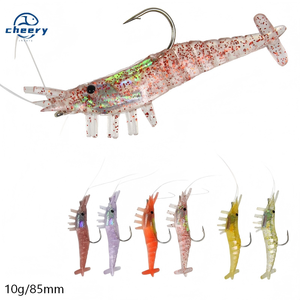 3pcs Luya Soft Lures10g/8.5cm Silicone Simulation Crevettes et Ver avec Crochet Soft Shrimp Lures - Product Image 1