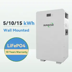 10 Years Warranty 5 Kwh Wall-Mounted 10kWh Wall Mounted 15kWh 100Ah 200Ah Solar Battery Backup System Lithium