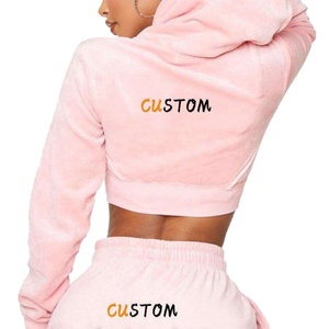 Nuevo Conjunto Deportivo de 2 Piezas con Logotipo Personalizado, Top Corto y Sudadera con Capucha, Chándal Deportivo para Mujer - Product Image 2