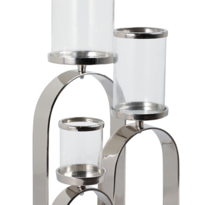 Portacandele in Vetro Contemporaneo con Base Arcuata, Candelabro a Colonna per Caminetto, Tavolino da Caffè, Arredamento Camera da Letto - Product Image 5