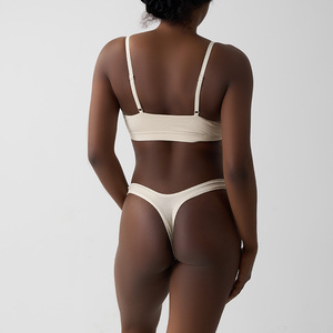 <span class=keywords><strong>Ensemble</strong></span> de sous-vêtements pour femmes SK1233&SK1233-1 en coton et élasthanne avec soutien-gorge à col en V profond et culotte moulante - Product Image 5
