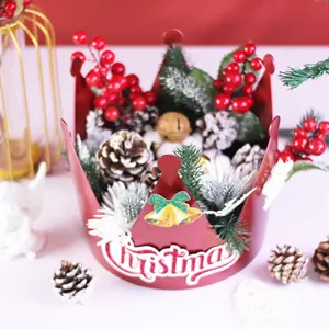 Caixa de Natal em acrílico para presente de Natal, caixa de presente de coroa delicada para decoração de Natal, caixa de presente de Natal