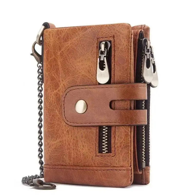 RFID wallet Genuine Cowhide Leather Luxury Purse Casual Small Mini Leather Wallet Men Vintage Gents Mens Slim Wallet