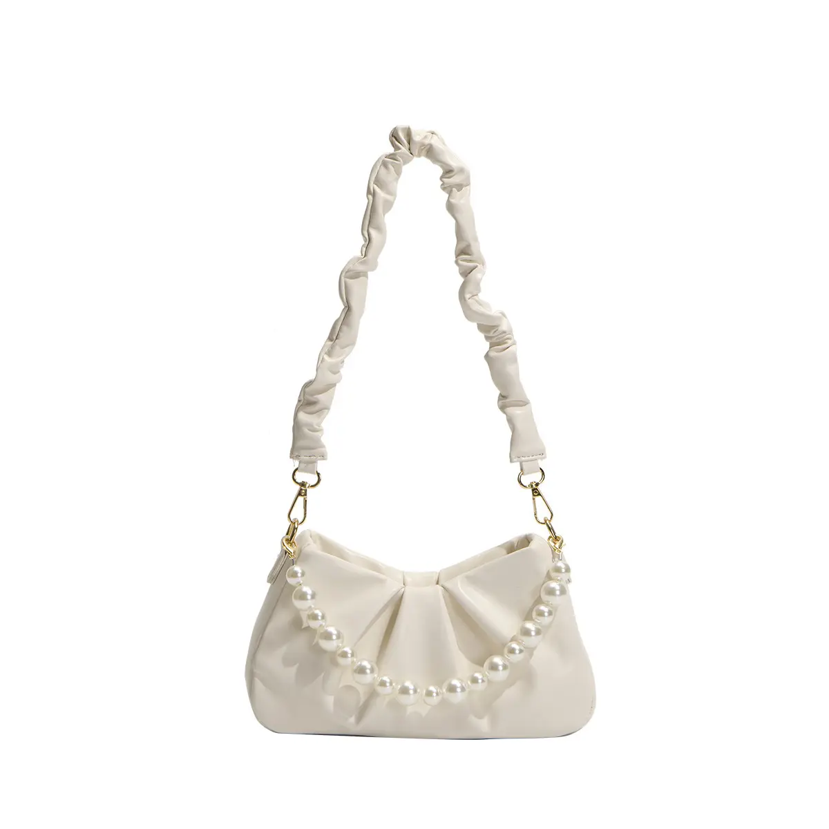 wholesale women's premium handbag high quality Cloud pearls handbag laundry bags with shoulder strap trendy bags for girls