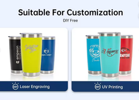 Mug de voyage isotherme à double paroi de 20 oz avec logo personnalisé, revêtement en poudre, gobelet de fête en acier inoxydable pour gravure au laser