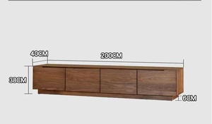 Mueble de TV Minimalista para Sala de Estar de Nogal Negro, Tamaño Personalizable, <span class=keywords><strong>Madera</strong></span> Maciza, Ahorro de Espacio, Multifuncional, 5+ Cajones/Estantes - Product Image 6