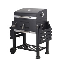 Barbecue de camping au charbon de bois, fumoir déporté en fonte avec couvercle, cuisinière de camping pliable et broche rotative, Royaume-Uni