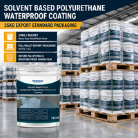 Peinture de revêtement imperméable en polyuréthane gris-blanc 1K à haute teneur en solides, 25 kg, membrane liquide PU appliquée pour toiture en béton