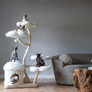 XIANGLONG pasokan pabrik furnitur kayu kucing, pohon kucing mewah Modern desain baru dengan hadiah Sisal berkelanjutan untuk kucing - Product Image 6