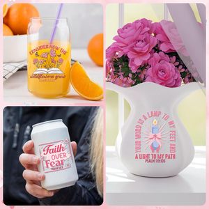 Autocollant personnalisé <span class=keywords><strong>de</strong></span> style verset biblique rose, transfert UV, vernis mat écologique, logo en relief 3D, <span class=keywords><strong>film</strong></span> détachable, motif décoratif - Product Image 4