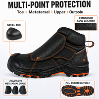 Bottes de sécurité avec protection métatarsienne en acier, en cuir de vachette gaufré, pour le soudage, semelle en caoutchouc PU, chaussures industrielles, vente en gros OEM