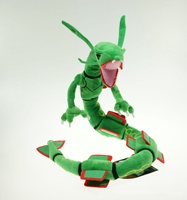 Peluche Dragonite Rayquaza verte de 80 cm, jouet brodé super doux, dinosaure anime unisexe avec squelette, en coton PP