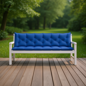 Ensemble de coussins de banc d'extérieur en tissu Oxford bleu, rectangulaires, matelassés, amovibles, lavables, utilisables toute l'année - Product Image 2