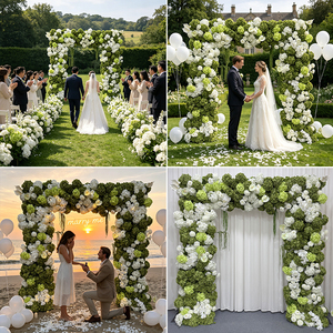 Promise <b>Artificial</b> Floral Arch White <b>Hydrangea</b> Greenery Handmade Wedding Decor Natural Style Reusable - Product Image 2