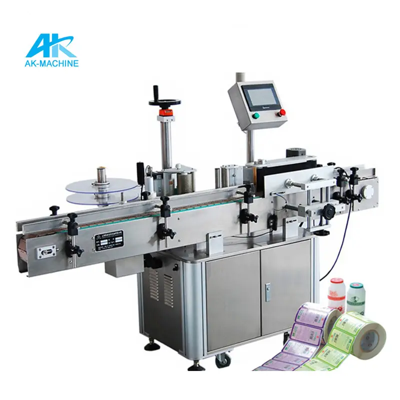 AK-SL100 Round Bottle Sticker Labeling Machine / Adhesive Sticker Bopp Label Machine / Label Sticker Printing Machinery