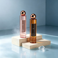 Flacon de parfum en verre cylindrique fin de 100 ml avec col serti, bouchon rond en or, argent ou bois, flacon de parfum vide personnalisé avec étiquette