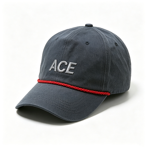Custom Embroidery ACE 6-Panel Washed Cotton Rope Common Letter Baseball <b>Cap</b> <b>Vintage</b> Unstructured Golf Dad Hat for Outdoor Sports - Product Image 2