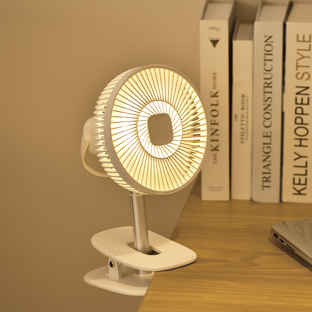 Clip On Remote Control Rechargeable Rotating Mini Electric USB Plastic Outdoor Desk Table Fan With Light Portable