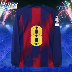 26 Nuevas Camisetas de Fútbol Personalizadas Estilo <span class=keywords><strong>Barcelona</strong></span> para Fanáticos, Versión Jugador, con Emblema y Patrocinador, Transpirables, de Manga Larga para Verano - Product Image 1