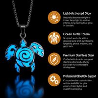 Colliers pendentifs tortue en alliage lumineux Europe et Amérique, créatifs, style Hip Hop, en acier inoxydable