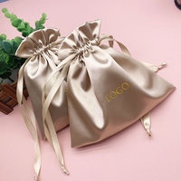 Sac Pochette à Cordon en Satin de Soie de Haute Qualité, Personnalisable avec Logo Imprimé, Réutilisable, Portable de Voyage, Couleur Bonbon, Anti-Poussière pour Bijoux