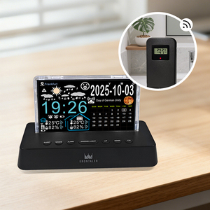 Thông minh không dây Trạm thời tiết với RC đồng hồ, va Màn hình <span class=keywords><strong>LCD</strong></span> đồng hồ, đa chức năng andmulti-ngôn ngữ hiển thị lịch đồng hồ - Product Image 1