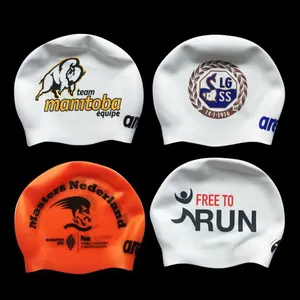 Cuffia da nuoto in Silicone per cappello senza cuciture stampata con Logo adulto personalizzato OEM