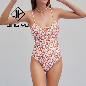 Manufacturer Beach Floral Eco-friendly Bikini Chest Strap <b>Swimsuit</b> Custom Polyester One-Piece Swimwear - Product Image 3