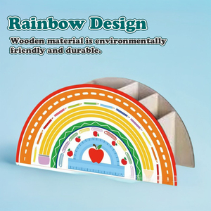 Portapenne in Legno a Forma di Arcobaleno |   Organizzatore per Oggetti Artistici da Scrivania |   Regalo di apprezzamento per insegnanti e decorazione da scrivania per forniture scolastiche - Product Image 4