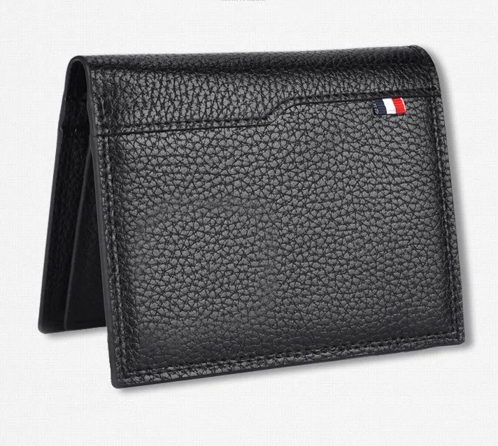 Hot sale classic men's short purse credit business leather wallet id card holder