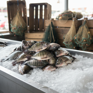 Tilapia Congelada IQF, Eviscerada con Cabeza (<span class=keywords><strong>GHO</strong></span>), 300-500g, Certificación BAP, Pescado de Agua Dulce, Envasado al Vacío para Exportación al por Mayor - Product Image 1