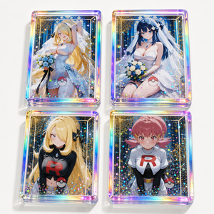 YQ Carta Fan Art Pokemoned Liquide Glitter Flow Acrylique Réfrigérateur Aimant Flottant Étincelle Aveugle <span class=keywords><strong>Sac</strong></span> Collection Décor Carte À Jouer - Product Image 4