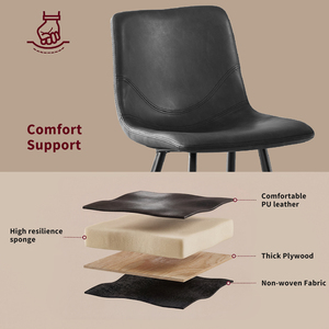 Modern Black Faux Leather Bar <b>Stool</b> with Ergonomic Backrest Footrest-Sturdy Metal Frame Counter Height Seating for Hotel <b>Dining</b> - Product Image 6