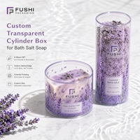 Boîte cylindrique transparente personnalisée pour sel de bain et savon avec couvercle, emballage en tube rond en PET, vente en gros