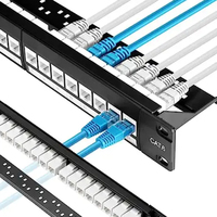 Panel Patch LAN Ethernet CAT6/CAT5E 1U 24/48 Port Rak Mount, Frame Distribusi Modular, Konektor UTP/FTP RJ45 Female