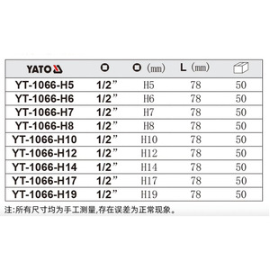 Yato 1/2 In Hex Pneumatic Socket Wrench YT-1066-H6 M17 Metal <b>Tool</b> 78 Mm Length - Product Image 1
