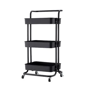 3 Tier Roll Warenkorb Küche Bad Lagerung Organizer Utility Metall Trolley Rack