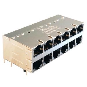 Conector Modular de 2X4 Puertos con Conectores Magnéticos Ethernet RJ-45 0863-2X4R-54-F - Product Image 5