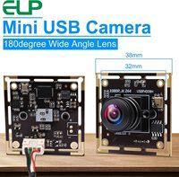 Cámara Web ELP H.264 1080P con Sensor IMX323, Mini Cámara USB de Baja Iluminación, Módulo de Cámara de Gran Angular de 180 Grados con Micrófono para PC