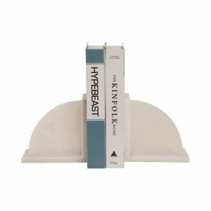 Porte-livres modernes en marbre demi-lune pour étagères, accessoires décoratifs pour bibliothèque et maison - Product Image 2