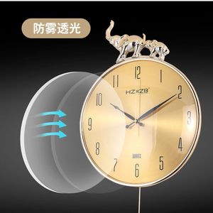 Hzzb Double Elephant <b>Wall</b> <b>Clock</b> Gold 12 Inch <b>Silent</b> Movement Living Room Decorative <b>Clock</b> - Product Image 4