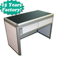 Table de réception pliable en alliage transparent blanc pour salon professionnel 1x1x0.3M HB-CHE HEBANG