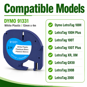 91331 Compatible con <span class=keywords><strong>Dymo</strong></span> <span class=keywords><strong>LetraTag</strong></span> 1/2" X 13' Blanco Paquete de 10 - Product Image 2